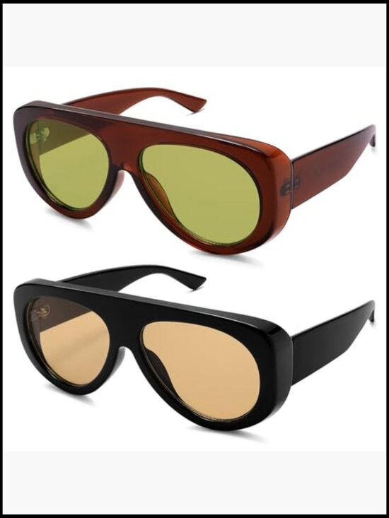 Retro 90s Rectangle Wrap Sunglasses Oversized UV Protection main image 6